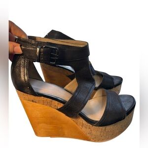 Kenneth Cole Field Me Out Wood and Cork Wedges Women’s Size 10M